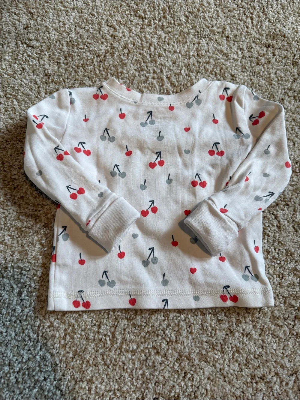 Cherry-Print Cream Long-Sleeve Pajama Set by Pehr